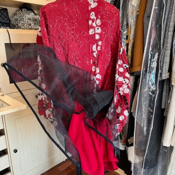 NAEEM KHAN PRINTED SIZE XXS LONG STRAPLESS DRESS - Picture 9 of 9